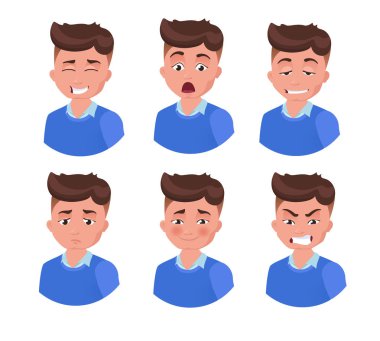 Vay canına. İnsan emojisi seti. Avrupa, esmer, karakter isol