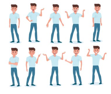 Çocuğun silueti, adamım. İnsan emojisi seti. Erkek karakter isola