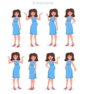 Hamile bir kadının silueti. İnsan emojisi seti. Kadın kömürü