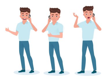 Çocuğun silueti, cep telefonuyla konuşan adam. 