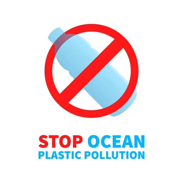 Okyanus plastik kirliliğini durdurun. Plastik bo ile beyaz promosyon posteri — Stok Vektör