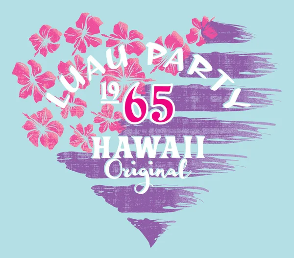 Luau Party Hawaiiでハイビスカスアメリカ国旗背景 抽象的なベクトルプリントのための夏の女性のTシャツ — ストックベクタ