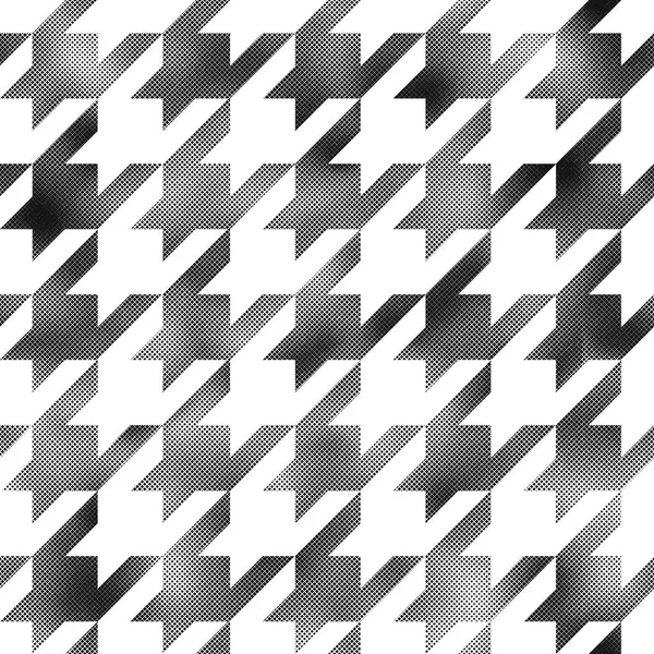 Houndstooth Tapet Med Fyrkantig Halvton Textur Abstrakt Vektor Sömlösa Mönster — Stock vektor