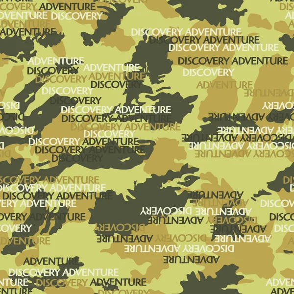Astratto Sfondo Mimetico Con Testo Vettoriale Modello Senza Soluzione Continuità — Vettoriale Stock