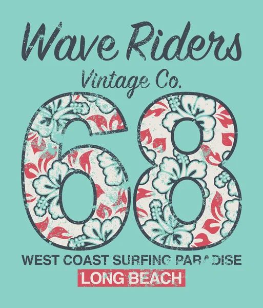 Long Beach Surf Vintage Empresa Vector Ilustraciones Para Camiseta Impresión — Archivo Imágenes Vectoriales