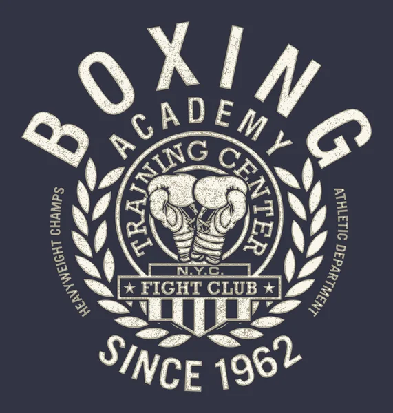 Fight Club Boxing Gym Academy Vektor Print Für Jungen Shirt — Stockvektor