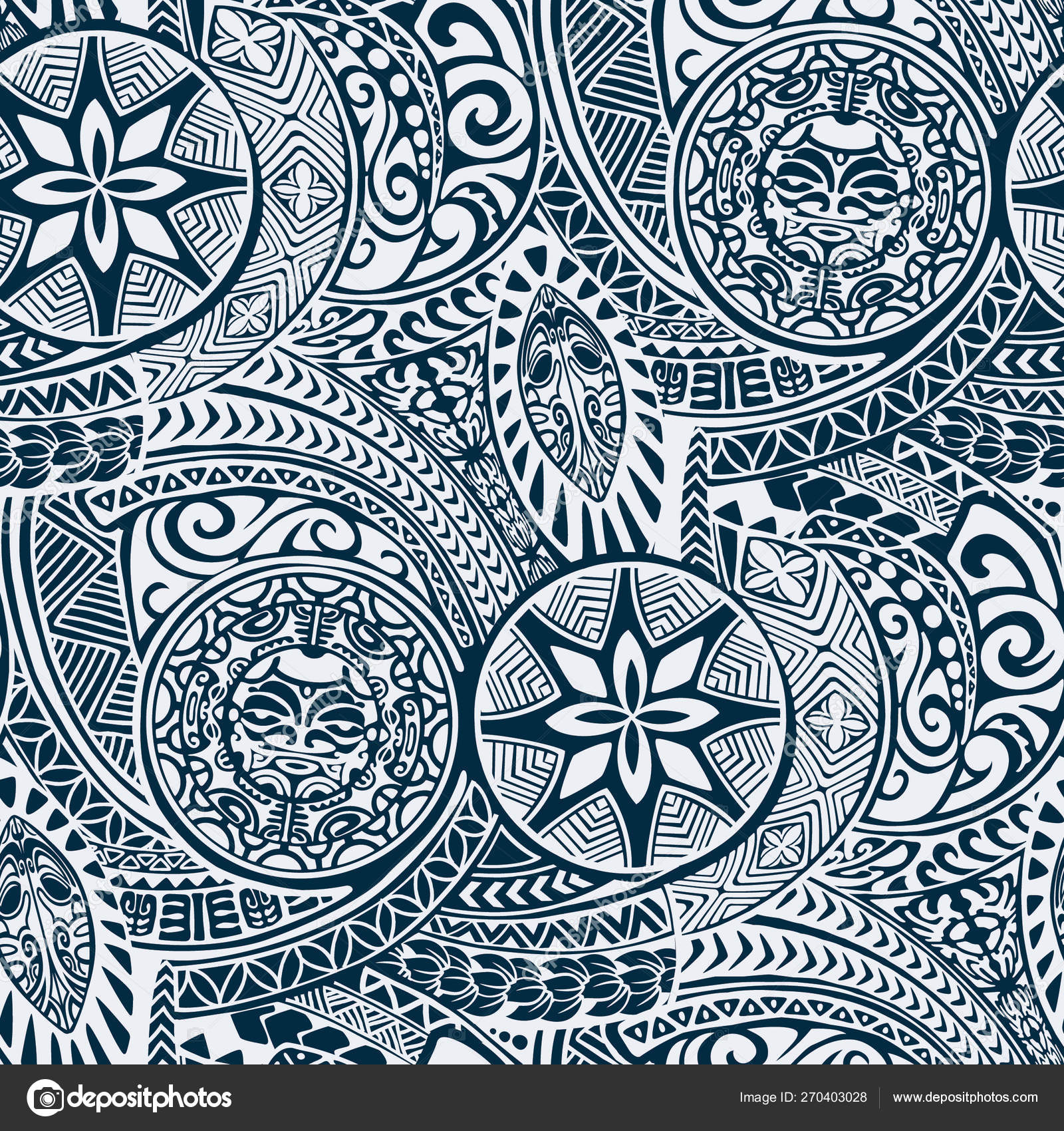 Hawaiian Tribal Tattoo  Polyester Flocking Fabric  Online Fabric Store