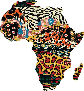 Soyut Afrika haritası yama işi vektörü geleneksel etnik duvar kağıdı