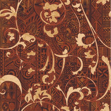 Hawaii tarzı kabile kumaşı yama işi vintage dikişsiz vektör deseni