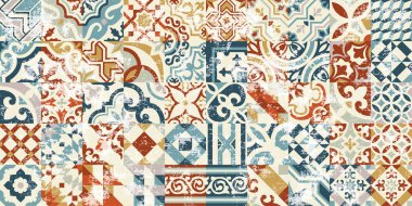 Encaustik çimento hidrolik karolar yama işi duvar kağıdı vektörü kumaş halı yastık masa örtüsü grunge etkisi için pürüzsüz desen ayrı katman