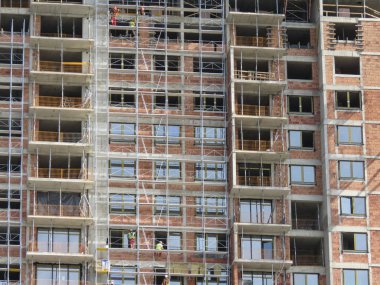 Belgrad, Sırbistan, 20 Eylül 2018. İnşaat alanında karmaşık Belgrad Waterfront binada. İşçi bu sitede kamuoyunun dikkatini mater sonra son kazaları güvenliğidir. 