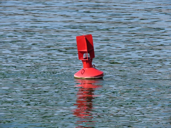 Rode Boei Rivier Sava Belgrado Servië — Stockfoto