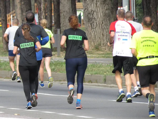 Belgrad Sırbistan Eylül 2018 Belgrad Yarı Maraton Koşucular Şehir Sokak — Stok fotoğraf