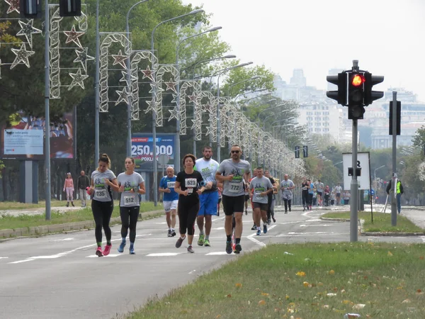 Belgrado Serbia Settembre 2018 Seconda Mezza Maratona Belgrado Corridori Provenienti — Foto Stock