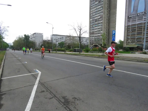 Belgrado Serbia Abril 2019 Maratón Belgrado Corredores Muchos Países Corriendo — Foto de Stock