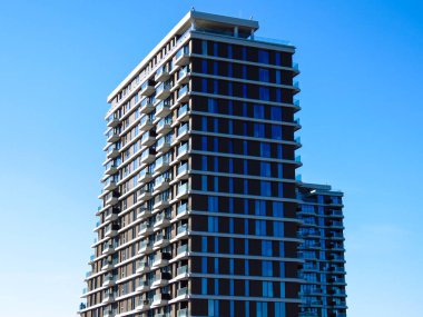 Modern bina faade, Belgrad rıhtımı, Sırbistan.
