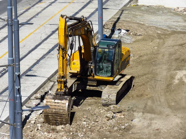 Graafmachine Bouwplaats Belgrado Servië — Stockfoto