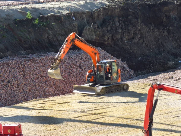 Graafmachine Bouwplaats Belgrado Servië — Stockfoto