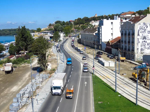 Belgrado Servië September 2019 Gereconstrueerde Karadjordjeva Straat Eindelijk Geopend Voor — Stockfoto