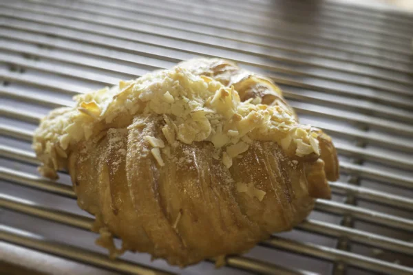 Fresh Baked Almondcroissant Sale Stock Photo — Stock Photo, Image