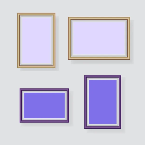 Lavender Photo Frames Decorated Wall Stock Vector — Stock Vector