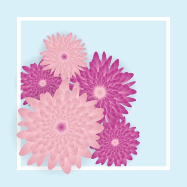 Açık mavi arkaplanda güzel pembe çiçekler, stok vektörü