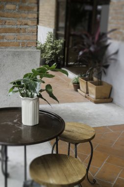 Cafe açık veranda yemek odası, hazır fotoğraf