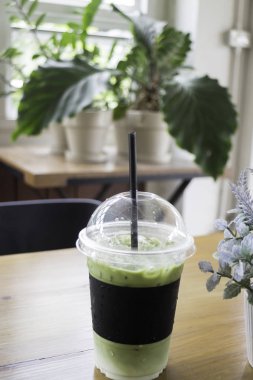 Buzlu süt yeşil çay İçecek, stok fotoğraf