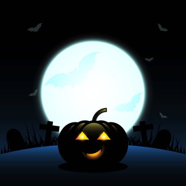 Cadılar Bayramı balkabağı dolunay arkaplanı oluşturuldu, stok vektörü