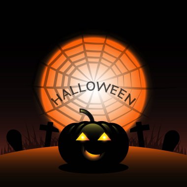 Cadılar Bayramı balkabağı örümcek ağı arka planı oluşturdu, stok vektörü