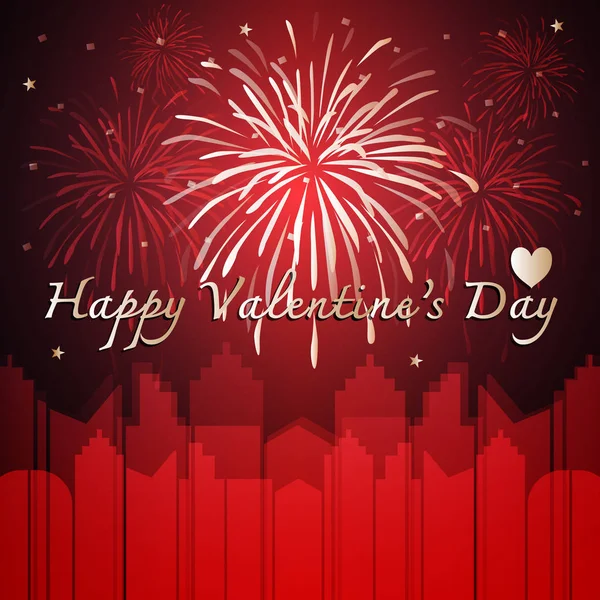 Happy Valentines Day Firework Background Stock Vector — Stock Vector