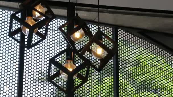 Conception Ampoules Suspendues Dans Coffeeshop Images Stock — Video