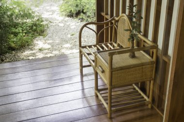 Vintage rattan masa ve sandalye