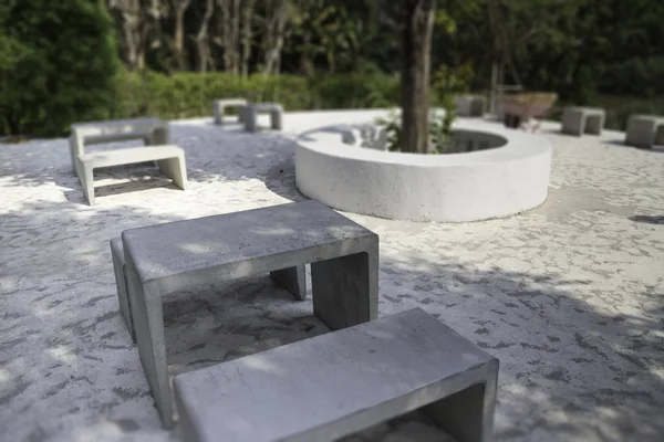 Modern concrete style furniture in outdoor garden