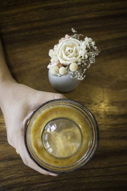 Buzlu balonla kahve latte