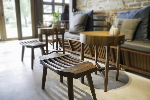 Classic coffee shop decorated with wooden interior — Stock Photo, Image