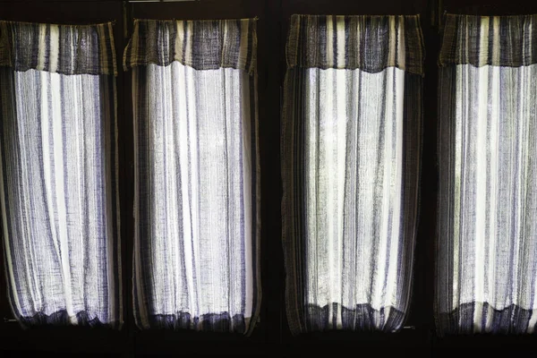 Cotton curtain decorative old window — Stock Photo, Image