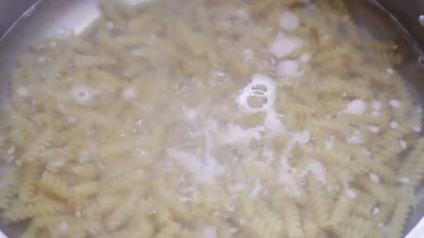 Rotini Scroodle Fusilli Agua Caliente Material Archivo — Vídeos de Stock