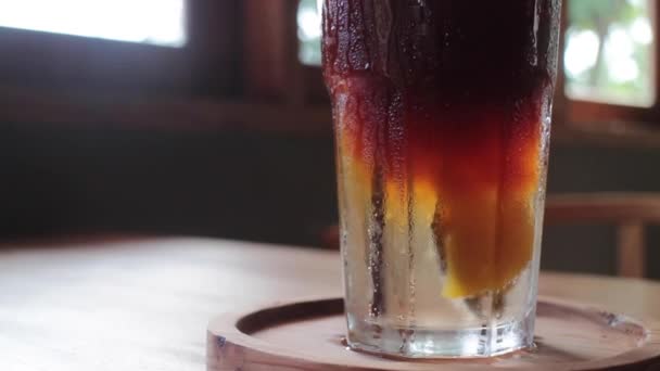 Bebida Mistura Refrigerante Pêssego Café Imagens Estoque — Vídeo de Stock