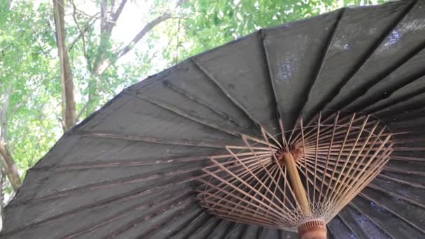 Weathered Outdoor Umbrella Garden Stock Footage — Stock Video