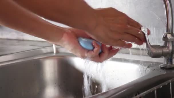 Hands Washing Soap Bar Stock Footage — Stock Video