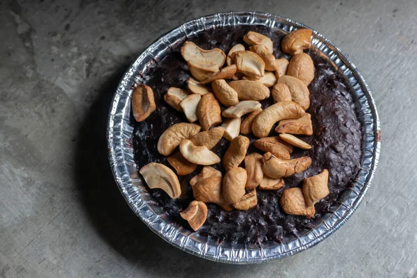 Hausgemachte Schokoladenbrownies Mit Cashewnüssen Archivbild — Stockfoto