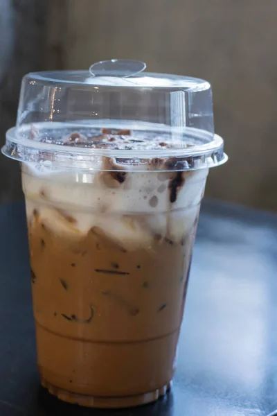 Iced coffee mocha in takeaway cup, stock photo