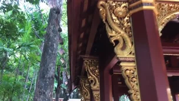 Traditionele Houten Dak Van Phra Singha Openbare Thaise Tempel Stock — Stockvideo