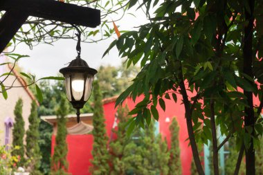 Kafe restoranının içi ve dışı, stok fotoğrafı.