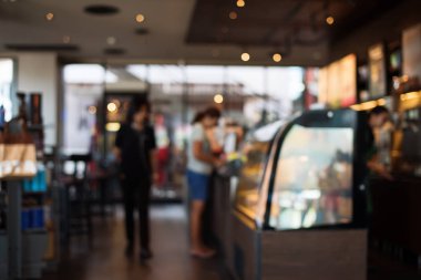 ufuk kahve Cafe iç oda alışveriş merkezi. alanı göster penceresini ve nakit masası alıcılar müşteriler ile kapalı