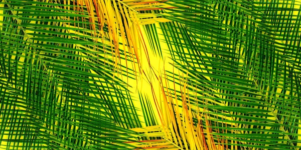 Tropische Palme Blätter Gelb Hintergrund Flach Legen Draufsicht Kopieren Raum — Stockfoto