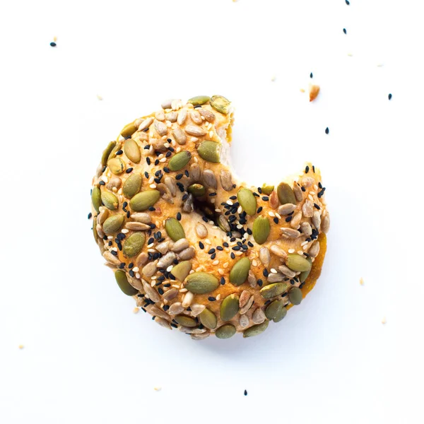 Fresh Bun Donut Whole Wheat Flour Cereals Sesame Pumpkin Sunflower — Stock Photo, Image
