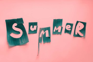 Yeşil tropikal kelime yaz mektuplar bırakır