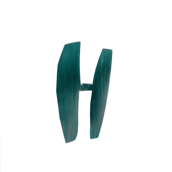 H One letter green tropical leaf alphabet isolated